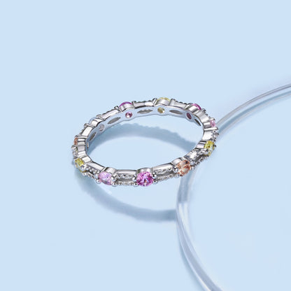 [ECHO ]Sparkling Colorful Round Cut Tennis Ring