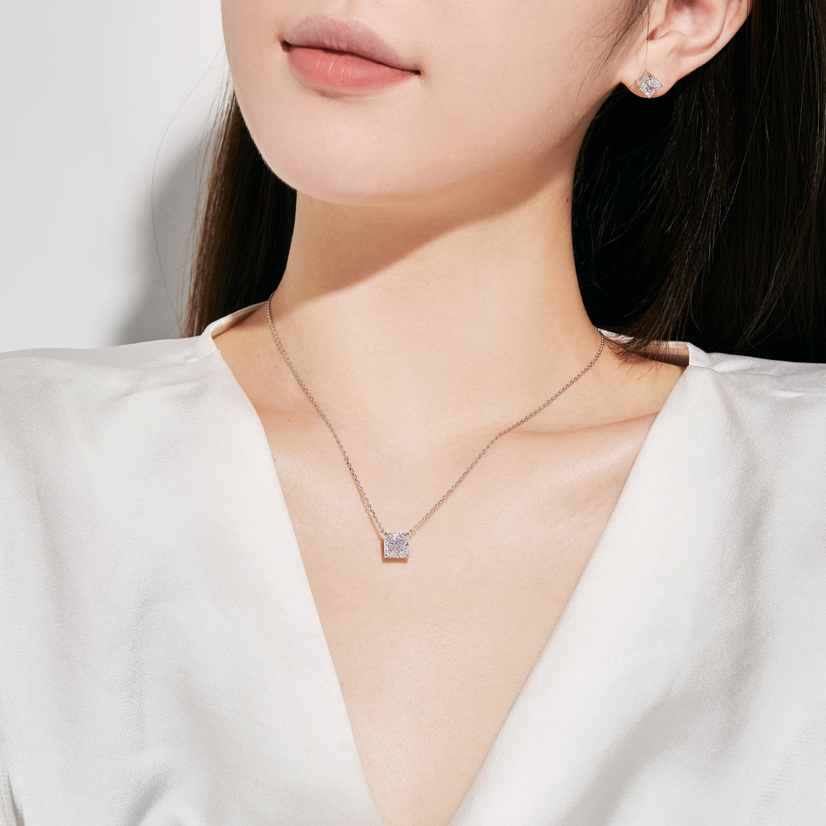 [ECHO ]1.0 Carat Radiant Princess Cut Wedding Earrings