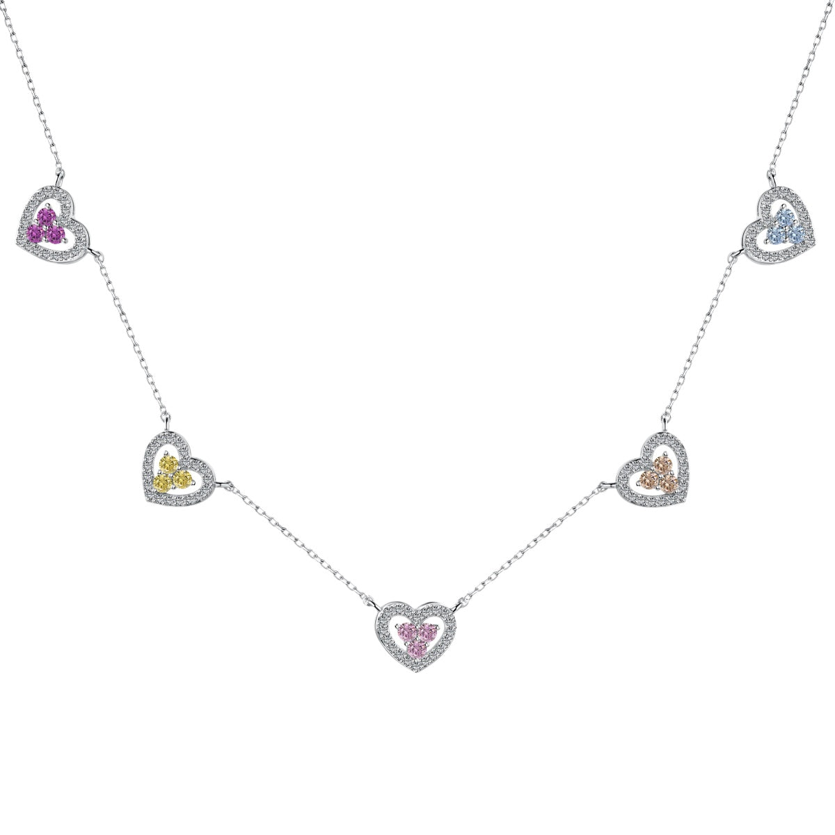[ECHO ]Sparkling Five Heart Necklace