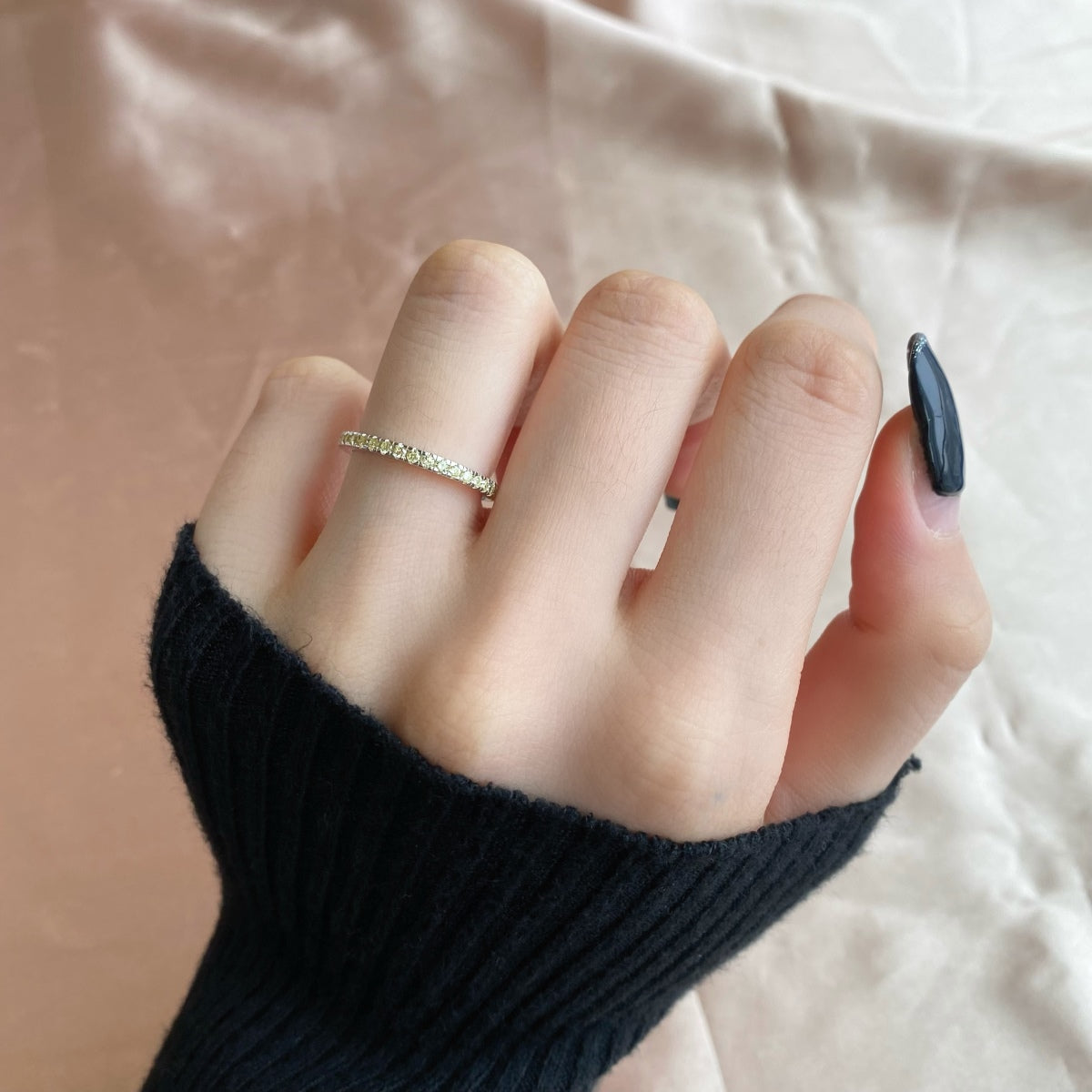 [ECHO ]Delicate Sparkling Round Cut Daily Ring