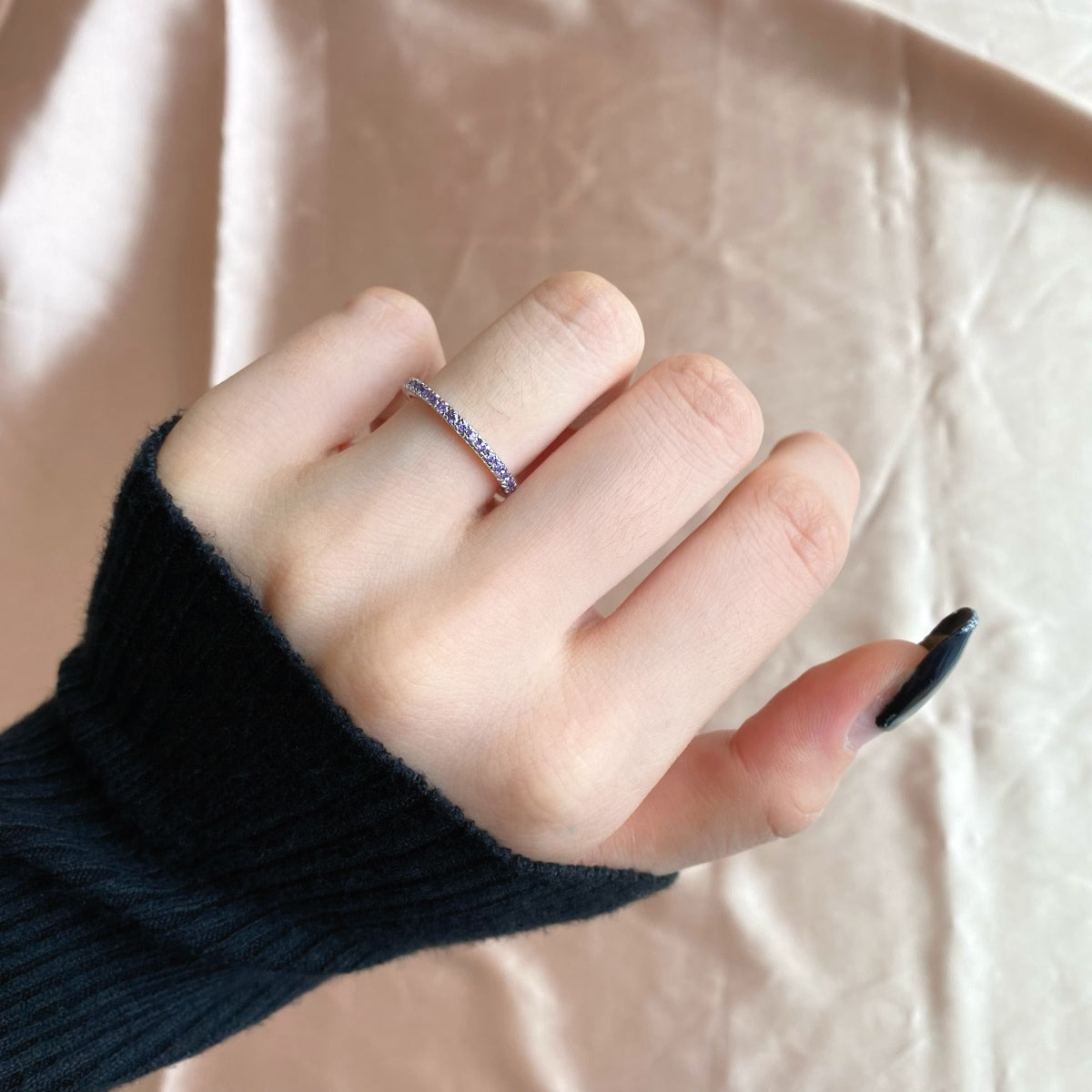 [ECHO ]Delicate Sparkling Round Cut Daily Ring