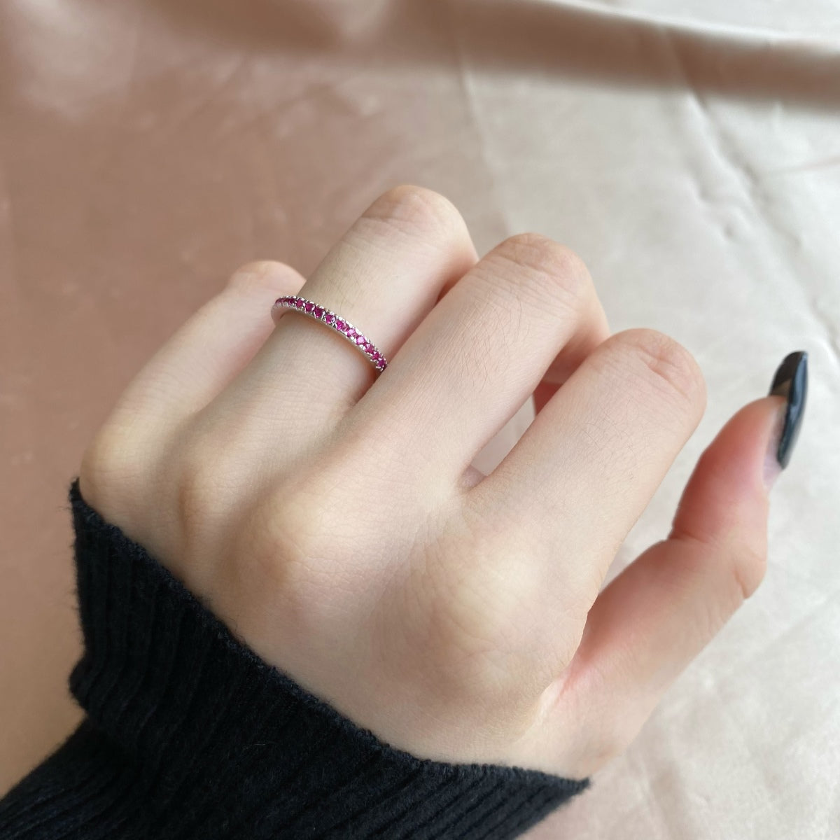 [ECHO ]Delicate Sparkling Round Cut Daily Ring