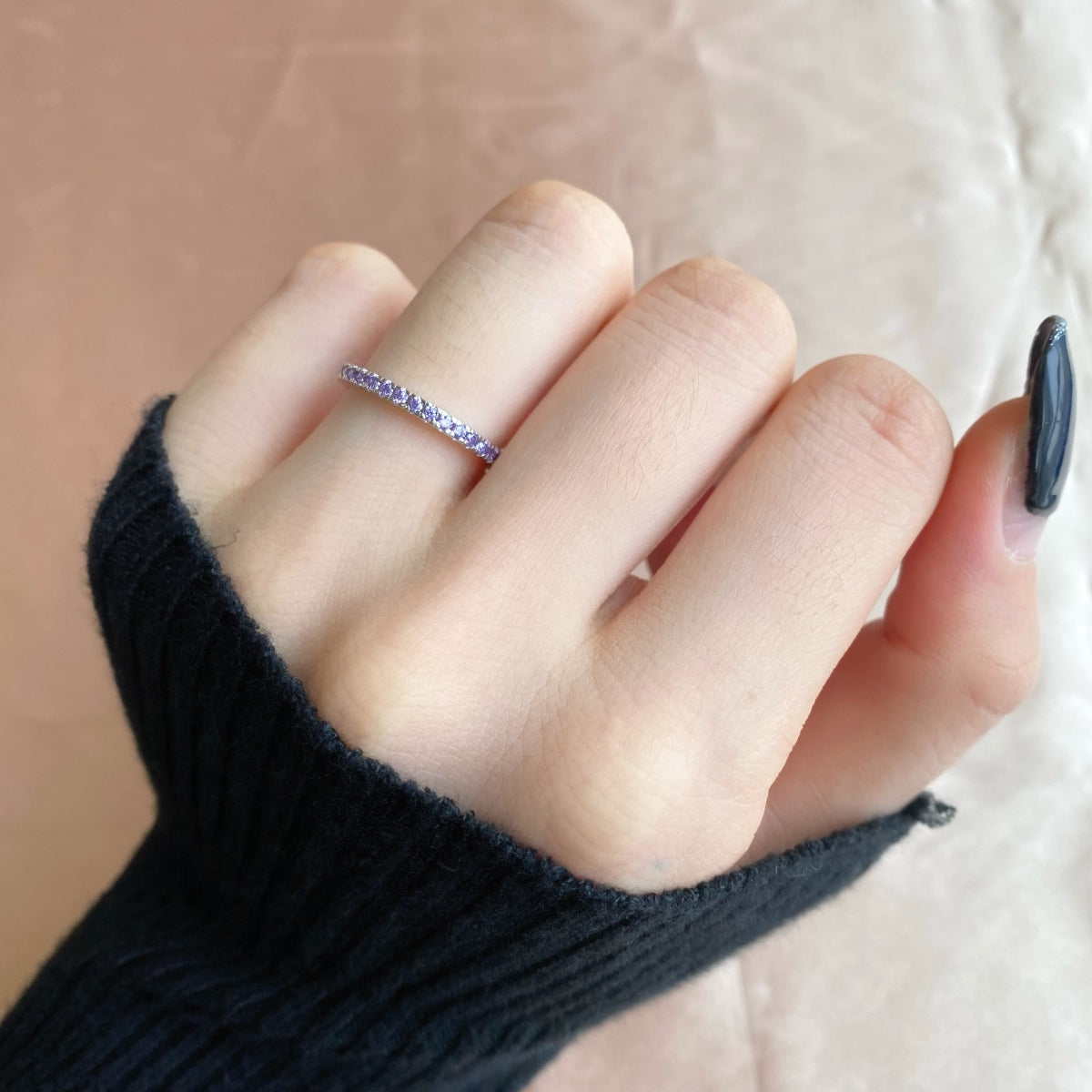 [ECHO ]Delicate Sparkling Round Cut Daily Ring