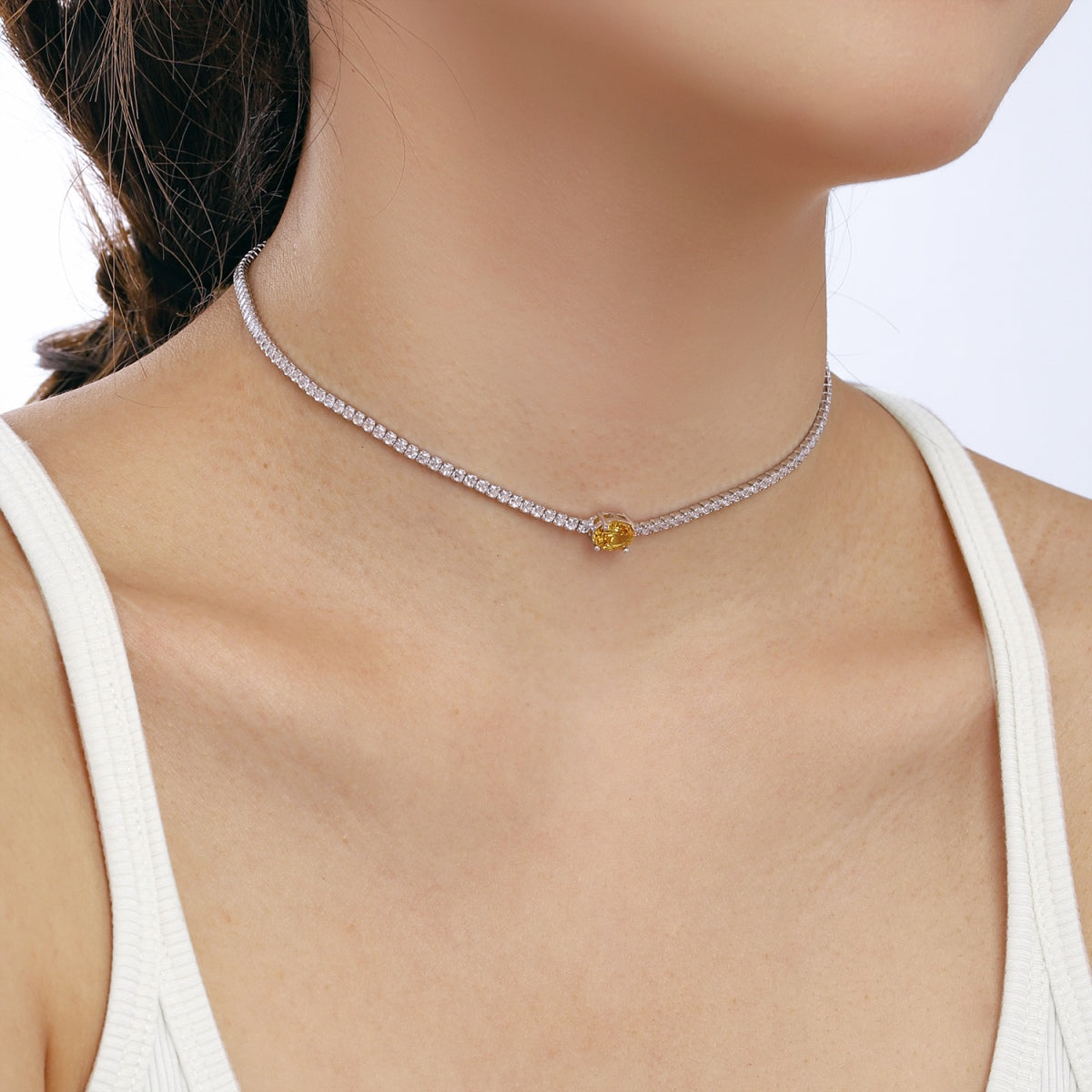 [ECHO ]1.0 Carat Shining Oval Cut Necklace