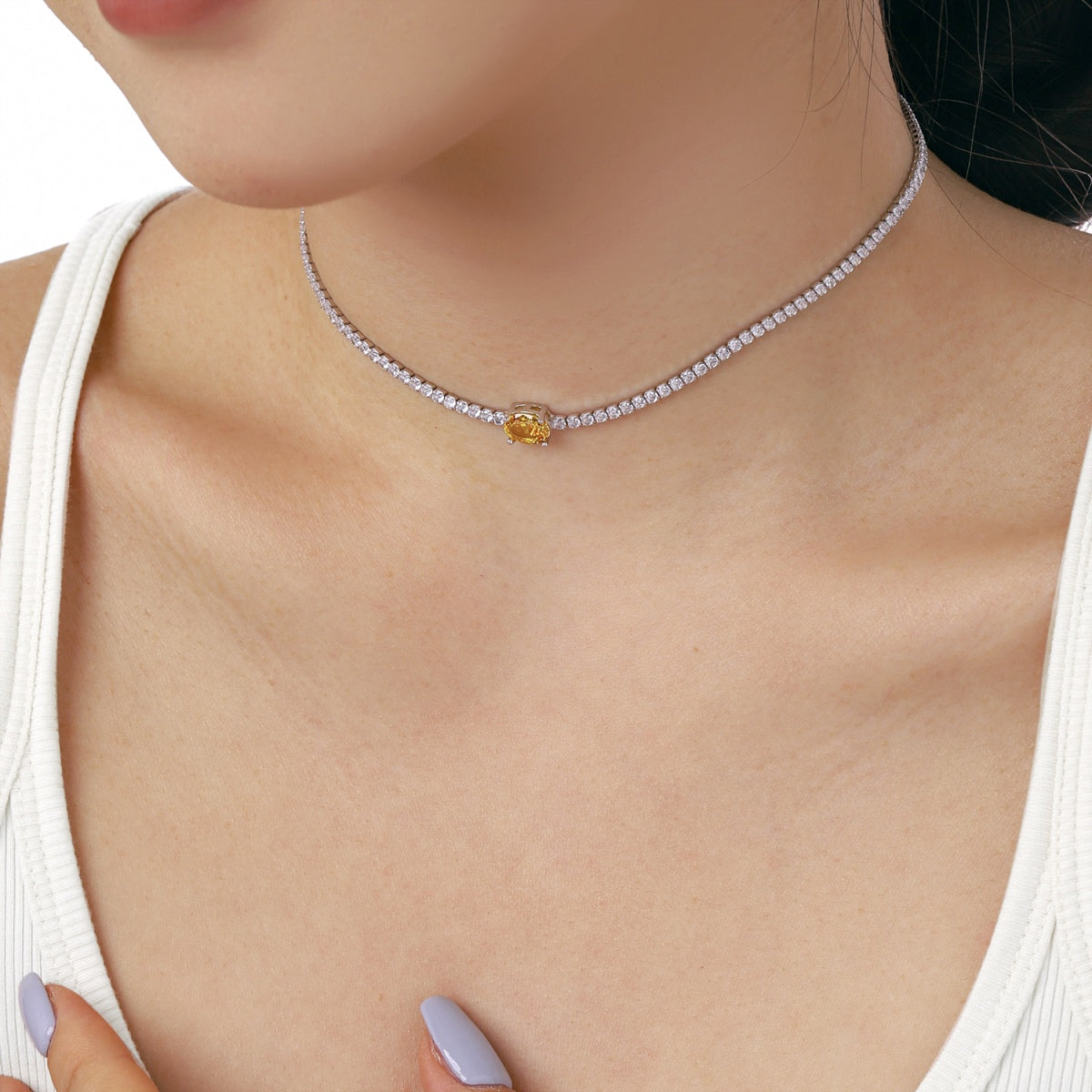 [ECHO ]1.0 Carat Shining Oval Cut Necklace