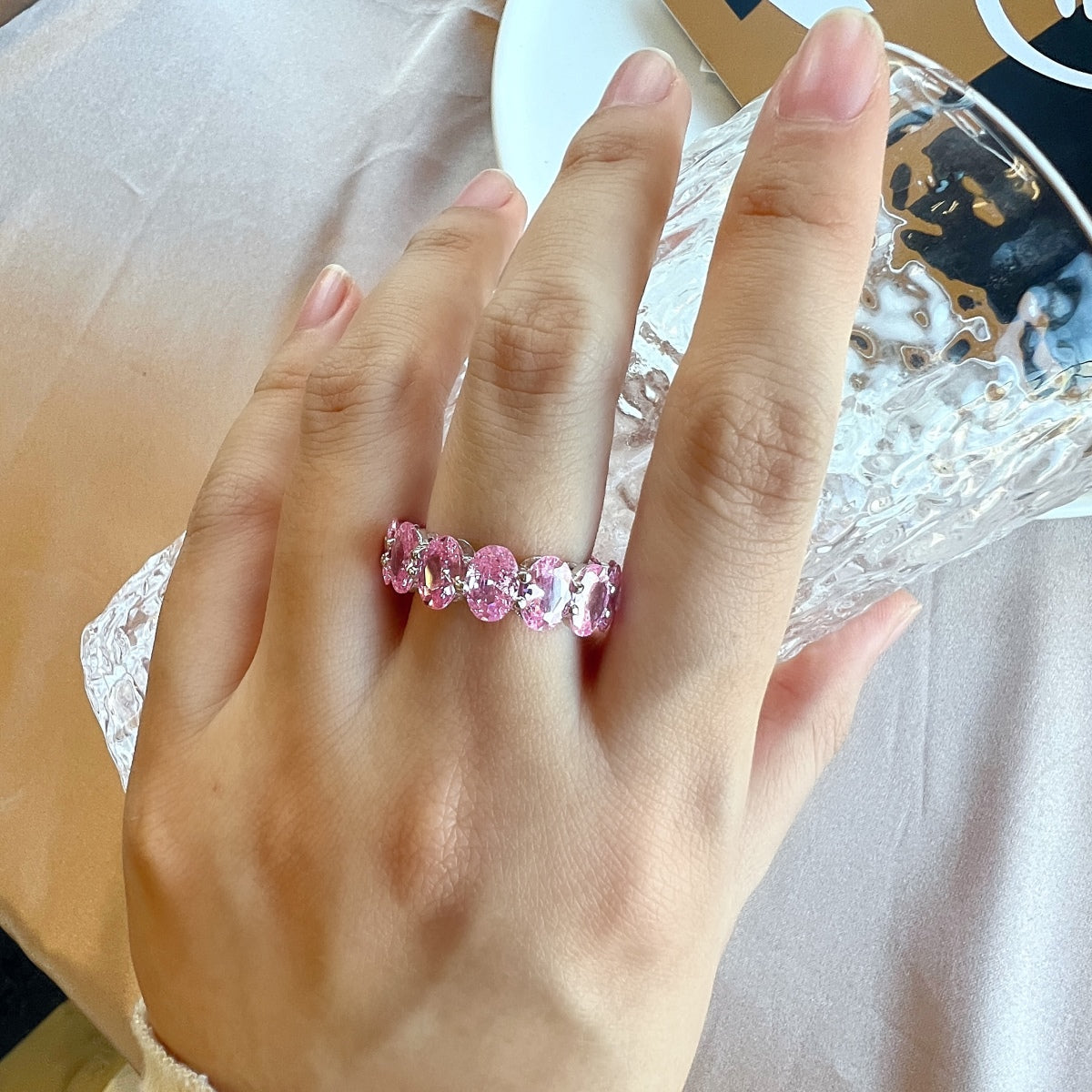 [ECHO ]Dainty Elongated Cushion Cut Tennis Ring