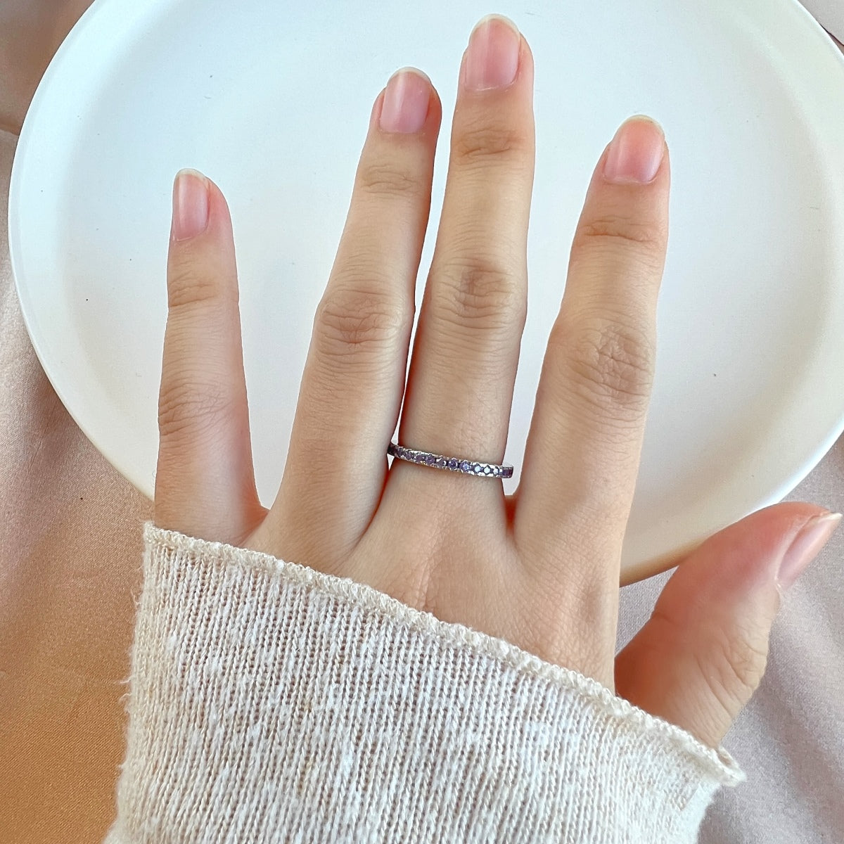 [ECHO ]Delicate Sparkling Round Cut Daily Ring