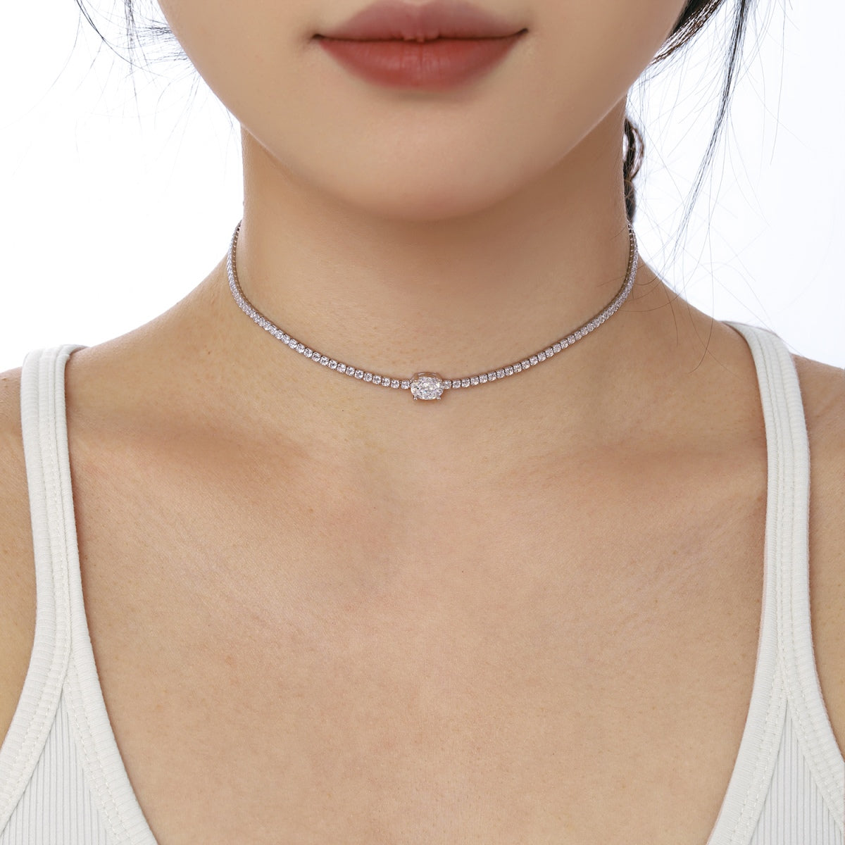 [ECHO ]1.0 Carat Shining Oval Cut Necklace