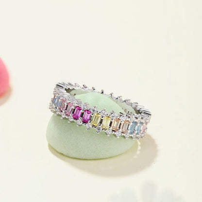 [ECHO ]Splashy Ornate Emerald Cut Cocktail Ring