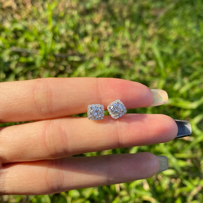 [ECHO ]Classic Round Center Stone Stud Earrings