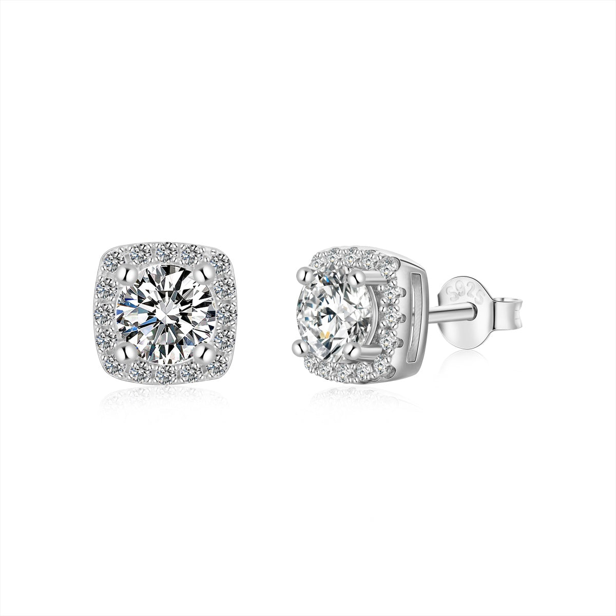 [ECHO ]Classic Round Center Stone Stud Earrings