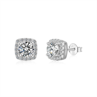 [ECHO ]Classic Round Center Stone Stud Earrings