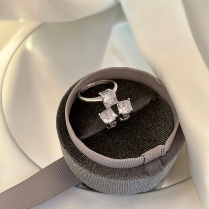 [ECHO ]1.0 Carat Radiant Princess Cut Wedding Earrings