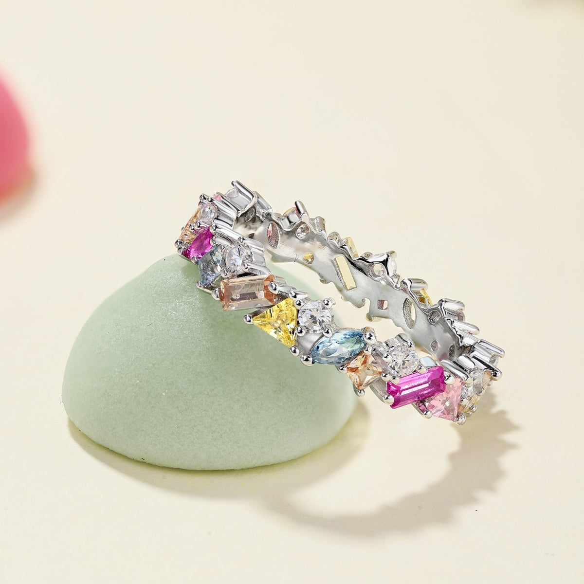 [ECHO ]Dazzling Polychromatic Multi cut Daily Ring