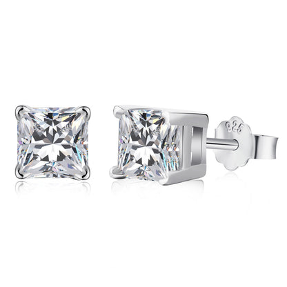 [ECHO ]1.0 Carat Radiant Princess Cut Wedding Earrings
