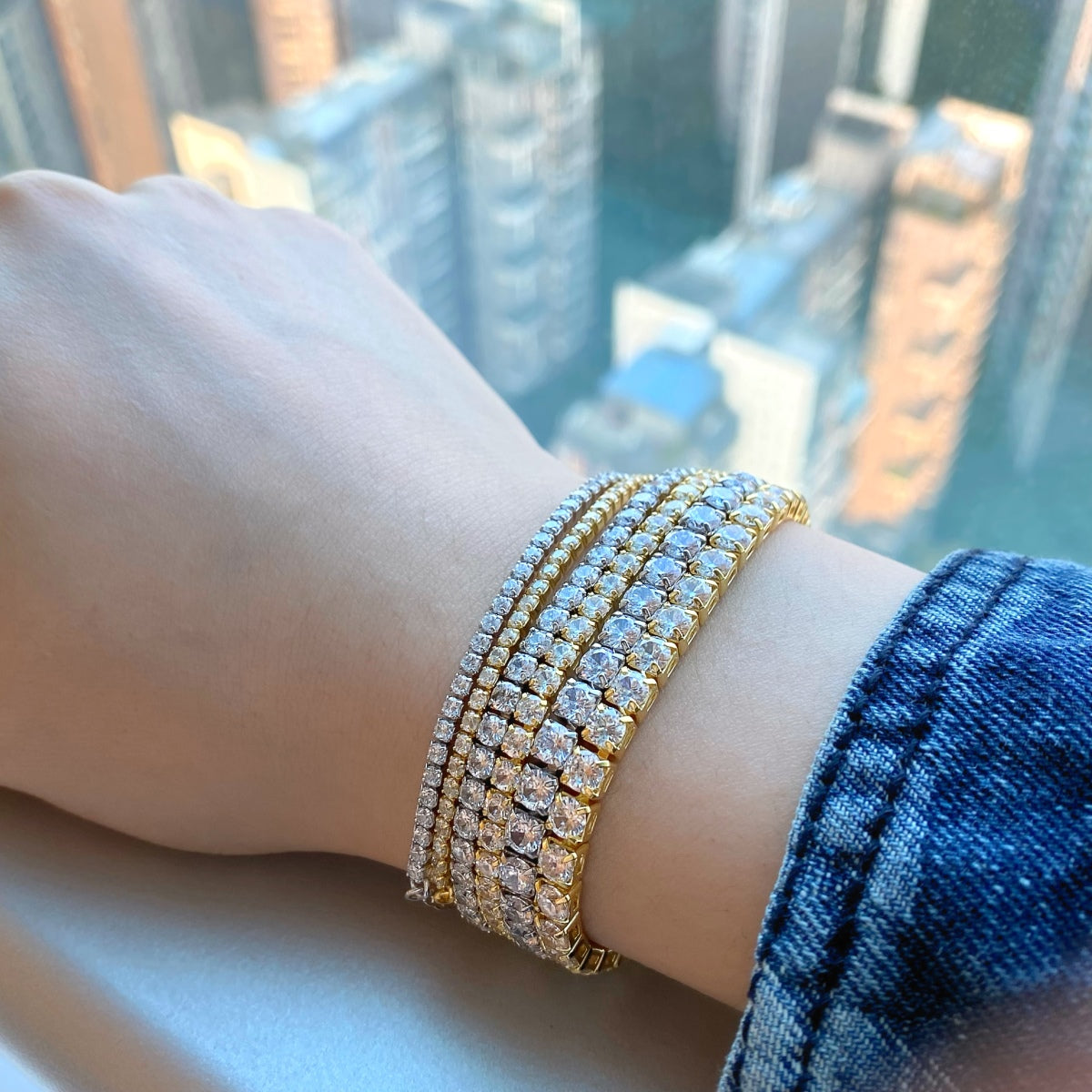 [ECHO ]Sparkling Radiant Princess Cut Tennis Bracelet