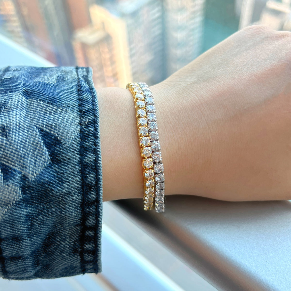 [ECHO ]Sparkling Radiant Princess Cut Tennis Bracelet