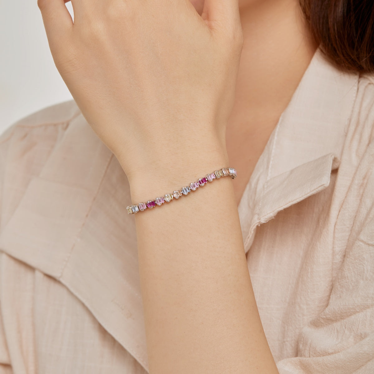 [ECHO ]Delicate Colorful Emerald Cut Party Bracelet