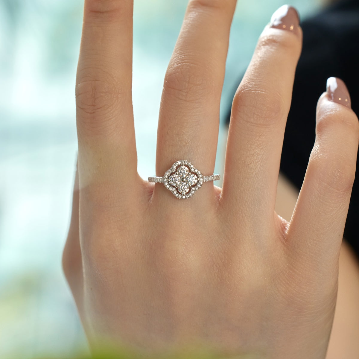 [ECHO ]Four Leaf Clover Flower Design Ring