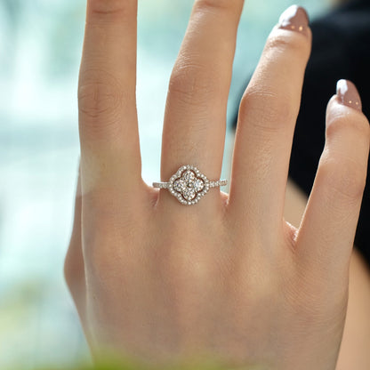 [ECHO ]Four Leaf Clover Flower Design Ring