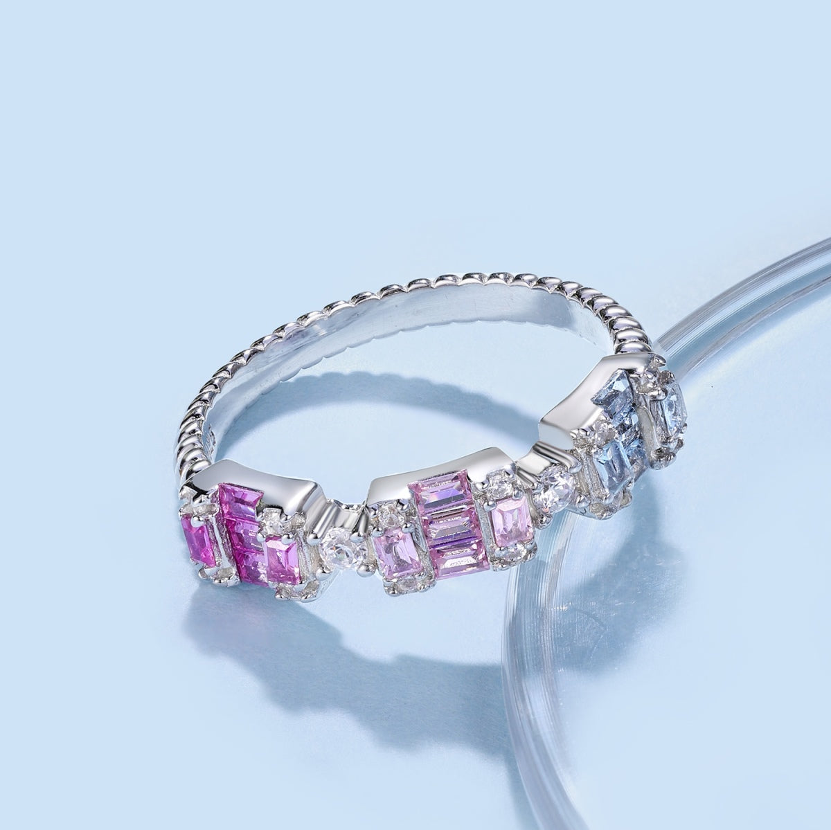 [ECHO ]Unique Colorful Emerald Cut Party Ring