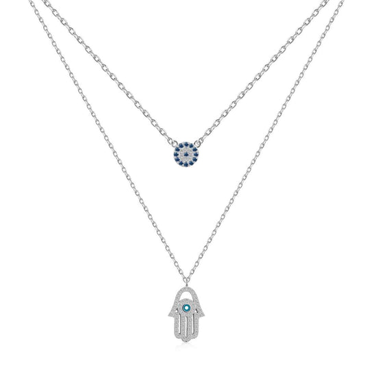 [ECHO ]Demon Eye Hamsa Palm Necklace