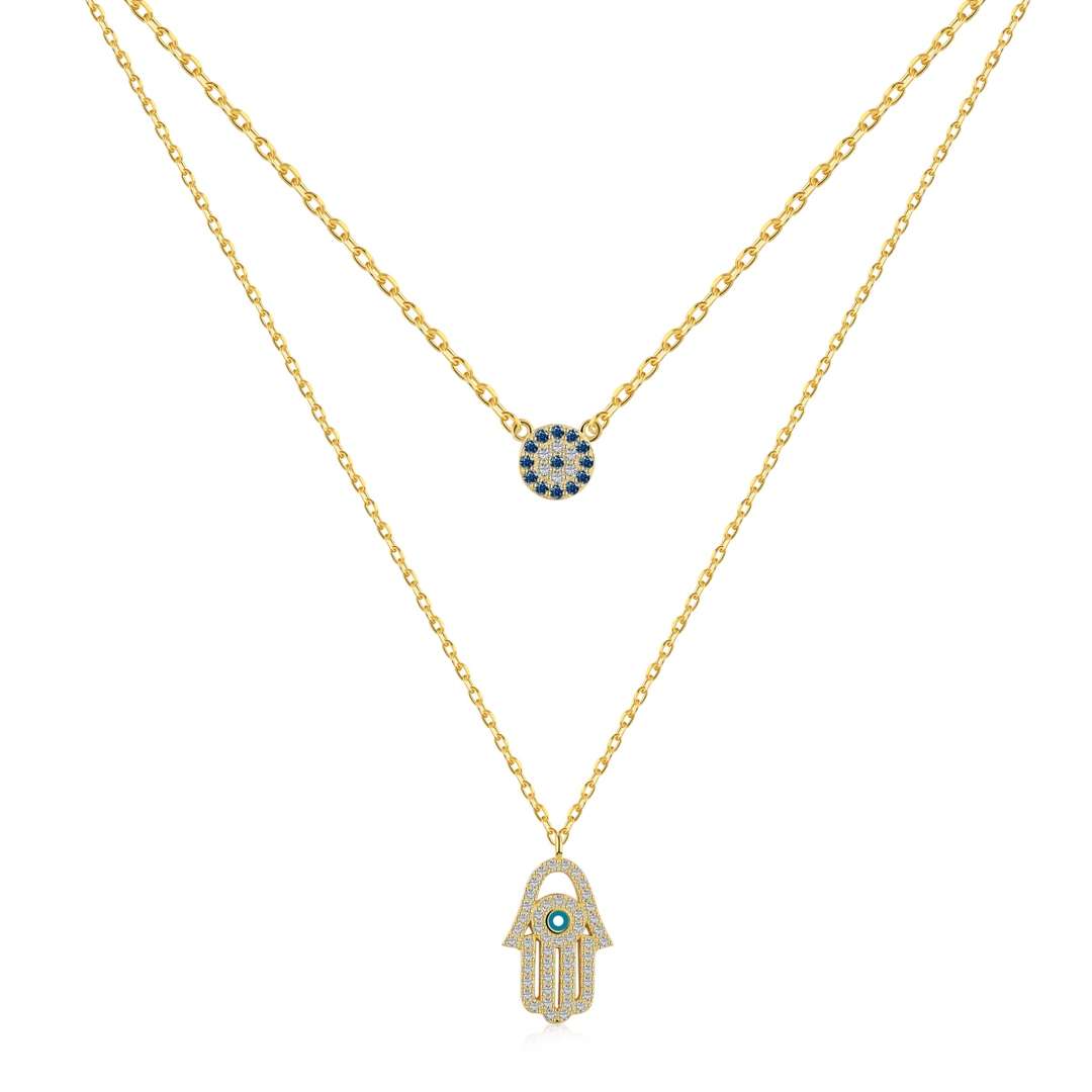 [ECHO ]Demon Eye Hamsa Palm Necklace