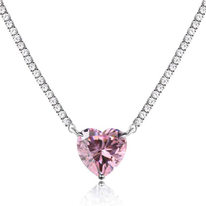 [ECHO ]8.0 Carat Versatile Colorful Sweet Heart-Shaped Tennis Necklace