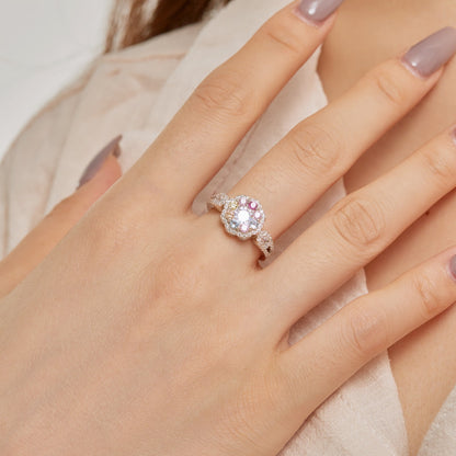 [ECHO ]Delicate Colorful Round Cut Flower Shape Wedding Ring