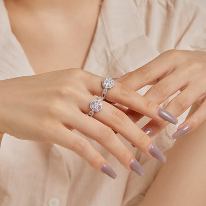 [ECHO ]Delicate Colorful Round Cut Flower Shape Wedding Ring