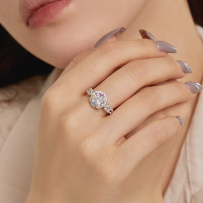 [ECHO ]Delicate Colorful Round Cut Flower Shape Wedding Ring