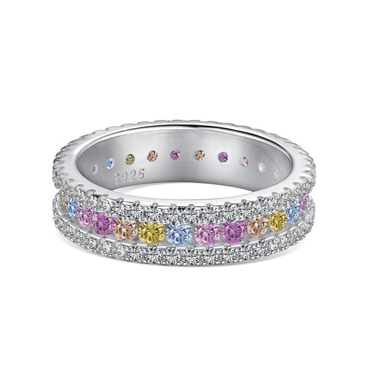[ECHO ]Delicate Colorful Round Cut Daily Ring