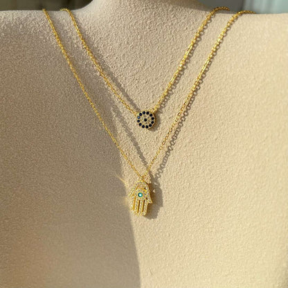 [ECHO ]Demon Eye Hamsa Palm Necklace