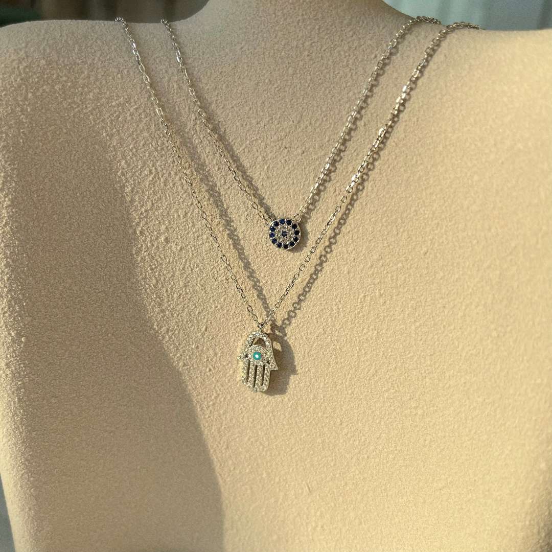 [ECHO ]Demon Eye Hamsa Palm Necklace