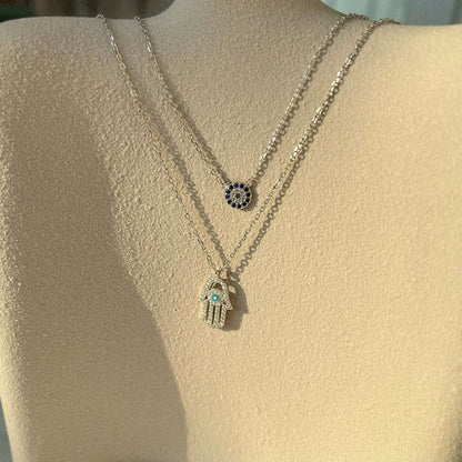 [ECHO ]Demon Eye Hamsa Palm Necklace