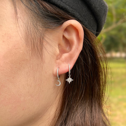 [ECHO ]Star and Moon Asymmetric Earrings
