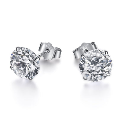 [ECHO ]Stylish Shiny Round Center Stone Stud Earrings