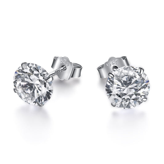 [ECHO ]Stylish Shiny Round Center Stone Stud Earrings