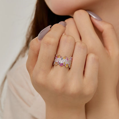 [ECHO ]Luxurious Colorful Radiant Cut Daily Ring