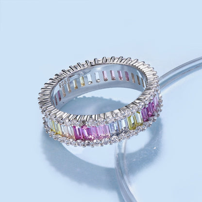 [ECHO ]Dainty Kaleidoscopic Emerald Cut Daily Ring