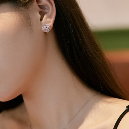 [ECHO ]Ornate Flower Shape Pear Cut Lover Earrings