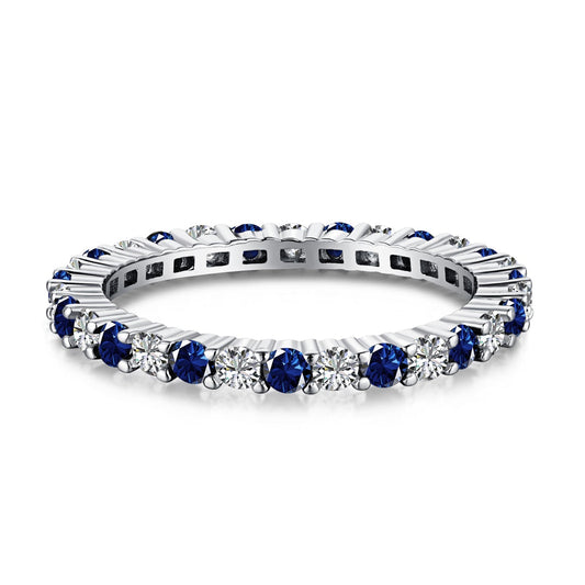 [ECHO ]Exquisite Colorful Round Cut Tennis Ring
