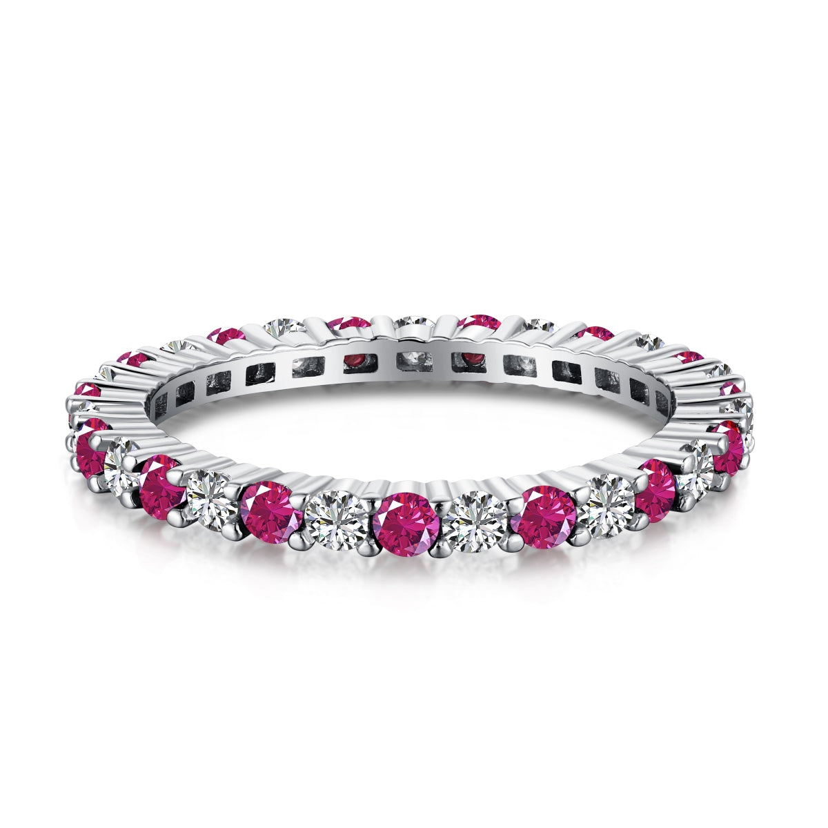 [ECHO ]Exquisite Colorful Round Cut Tennis Ring