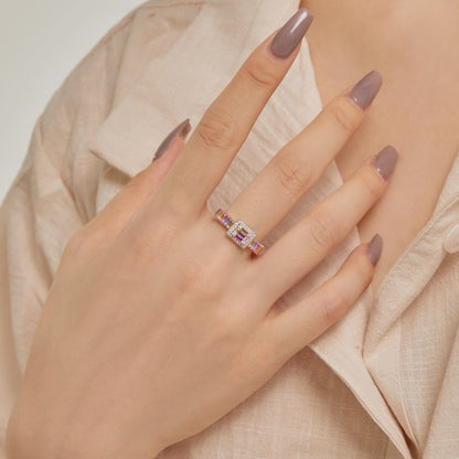 [ECHO ]Exquisite Colorful Radiant Cut Party Ring
