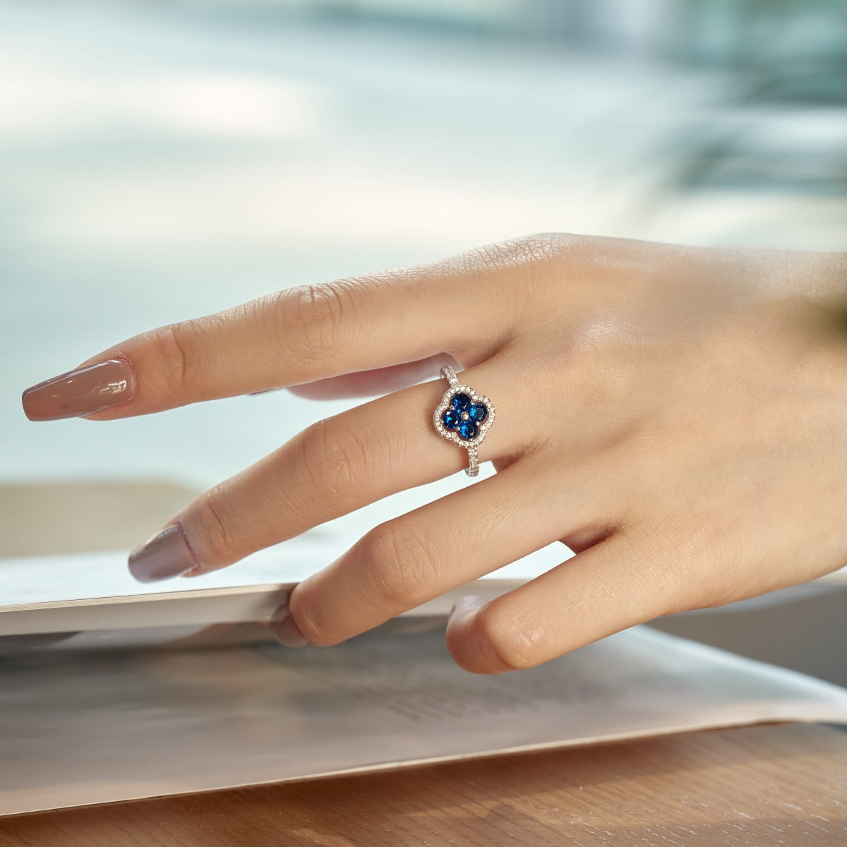 [ECHO ]Four Leaf Clover Flower Design Ring
