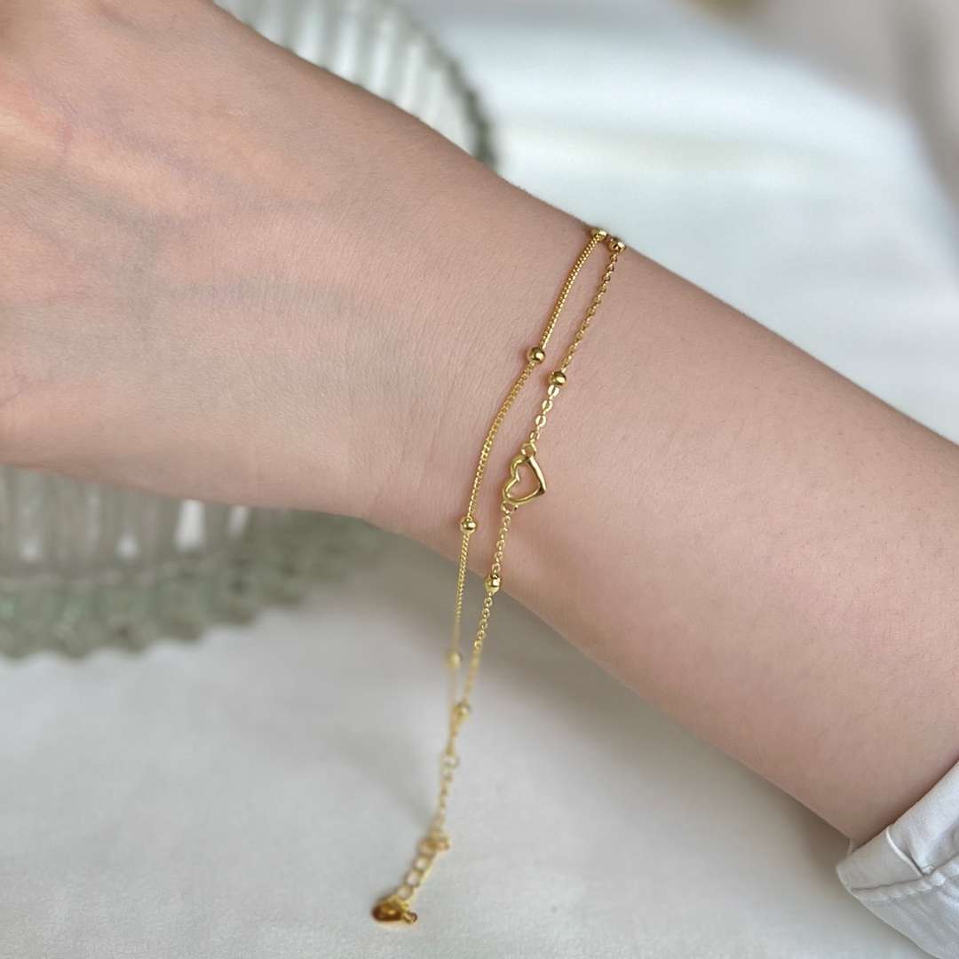 [ECHO ]Dainty Double Layer Love Heart Bracelet