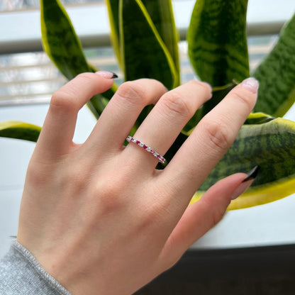 [ECHO ]Exquisite Colorful Round Cut Tennis Ring