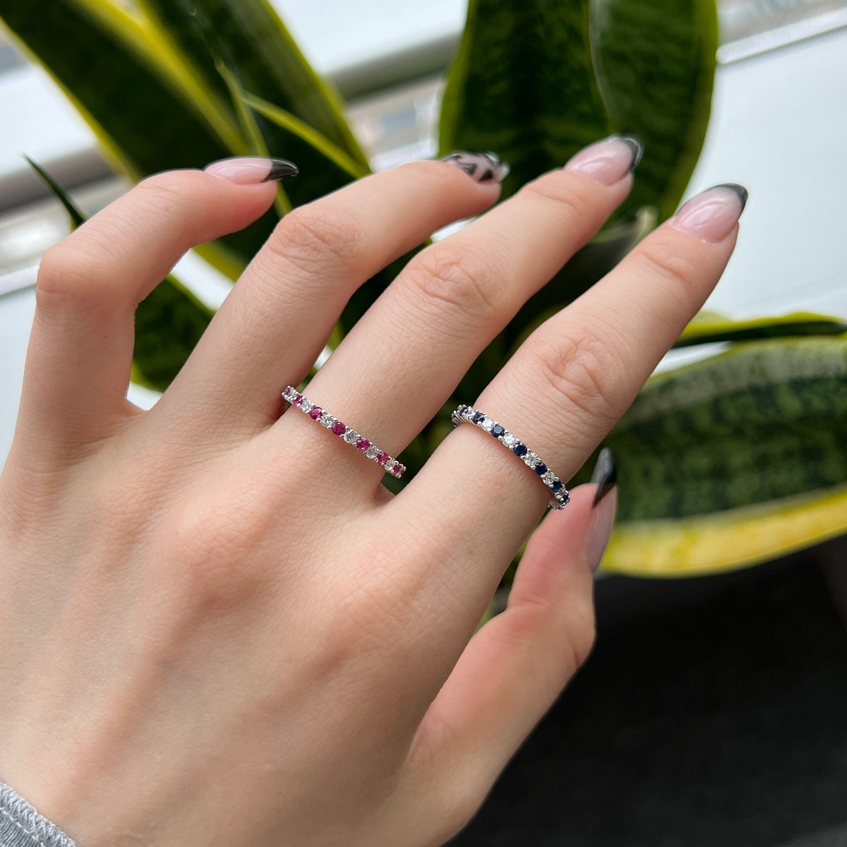 [ECHO ]Exquisite Colorful Round Cut Tennis Ring