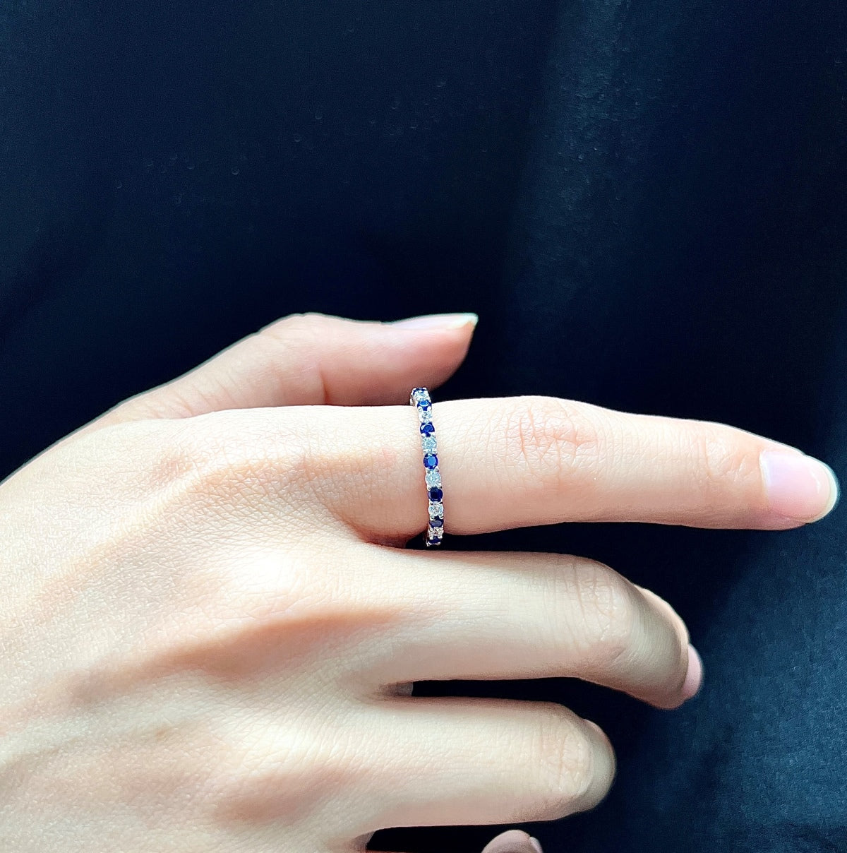 [ECHO ]Exquisite Colorful Round Cut Tennis Ring
