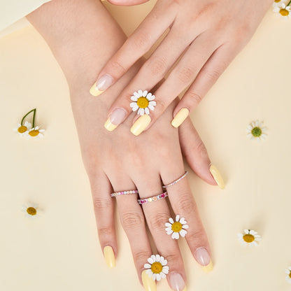 [ECHO ]Ornate Colorful Round Cut Tennis Ring